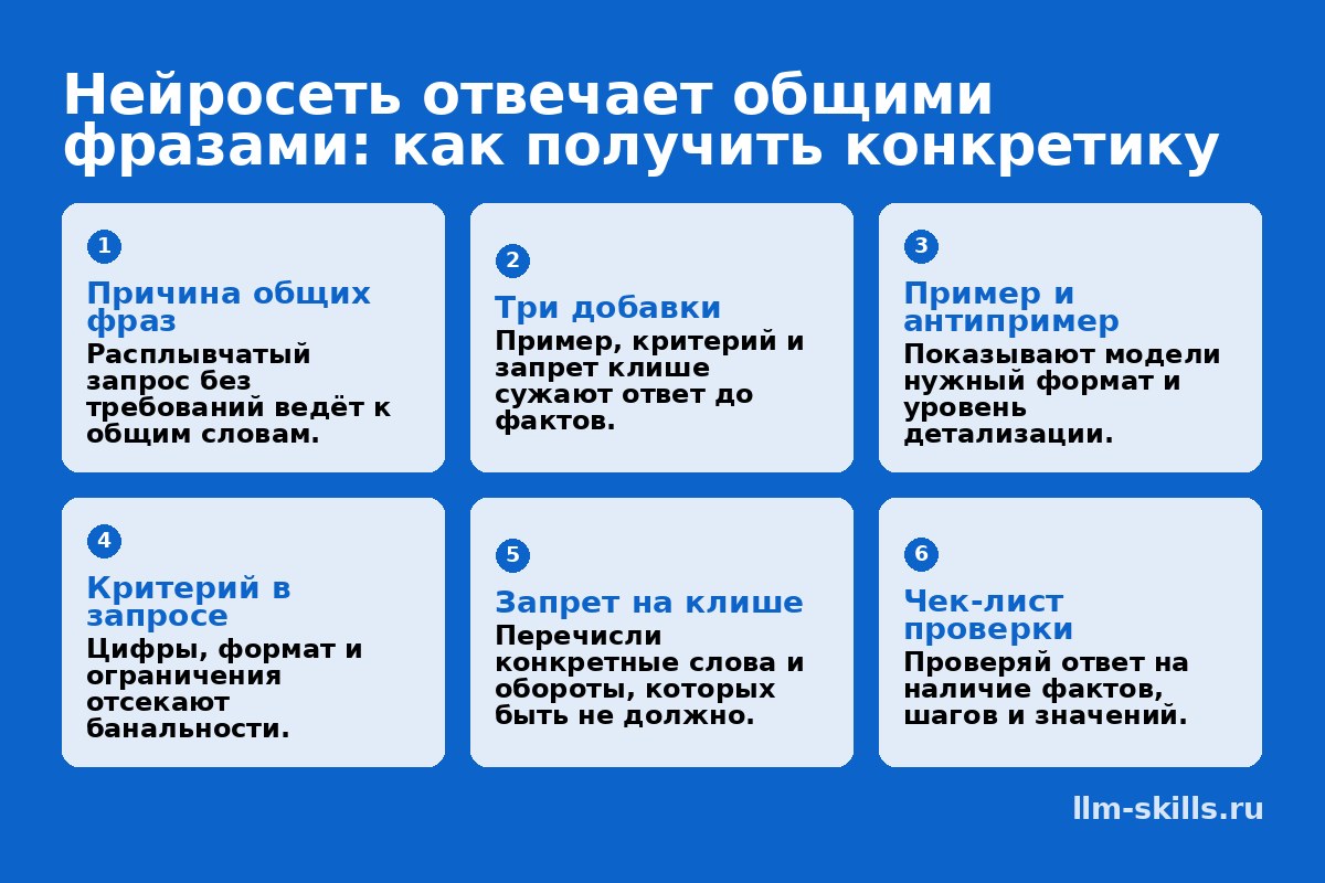 Нейросеть отвечает общими фразами: как получить конкретику
